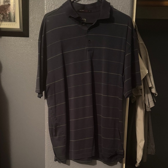 PGA Tour Men's Dark Blue Polo with Fine Stripes - Picture 1 of 4